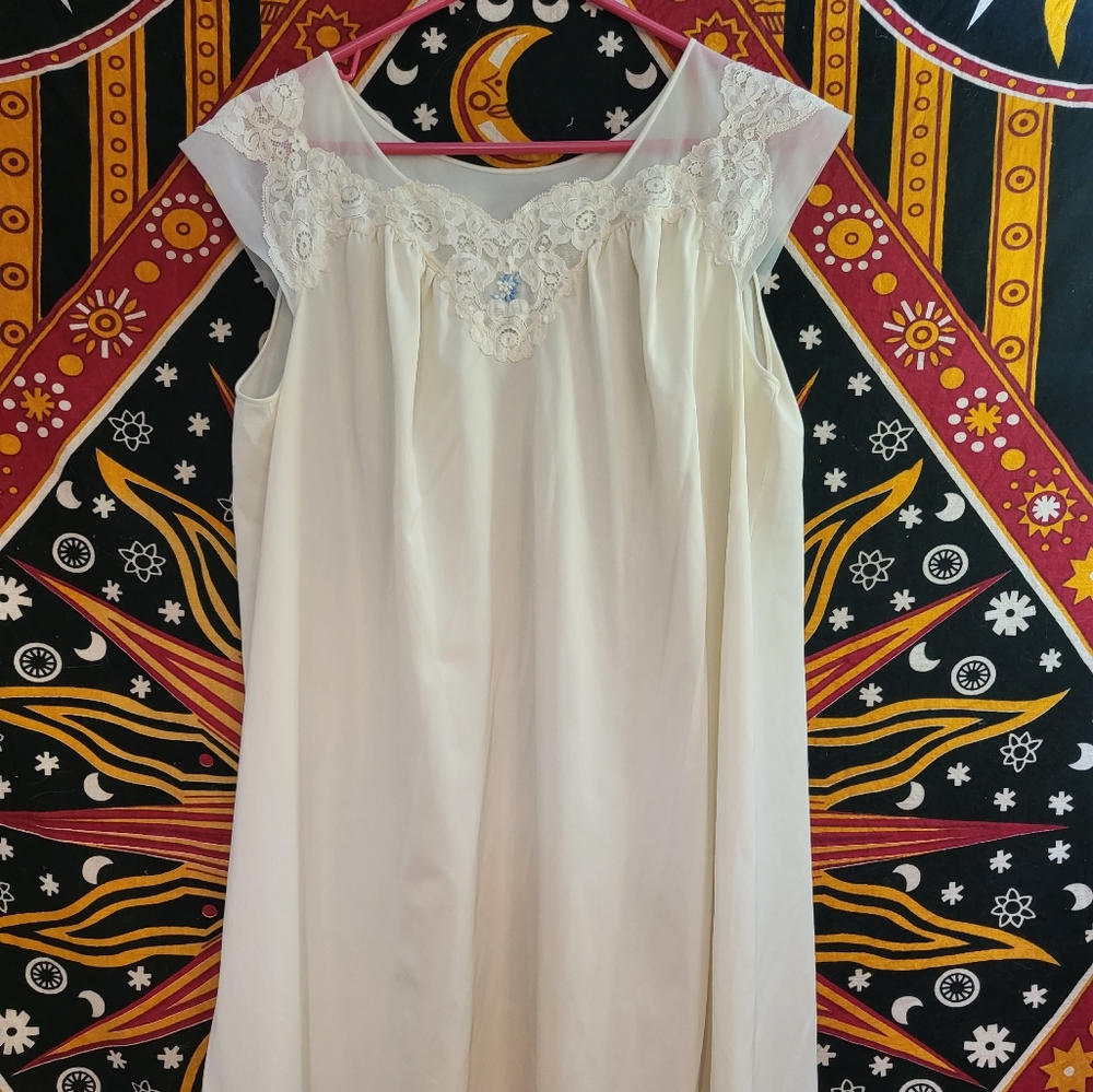 Vintage ivory lace slip dress